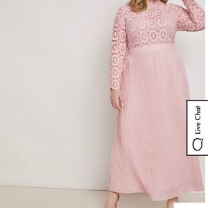 Lace Evening Dress with Pleated Skirt